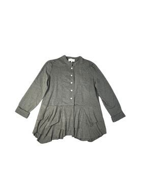 Knithaus Women’s Large Charcoal Peplum Jacket Made In USA Lagenlook